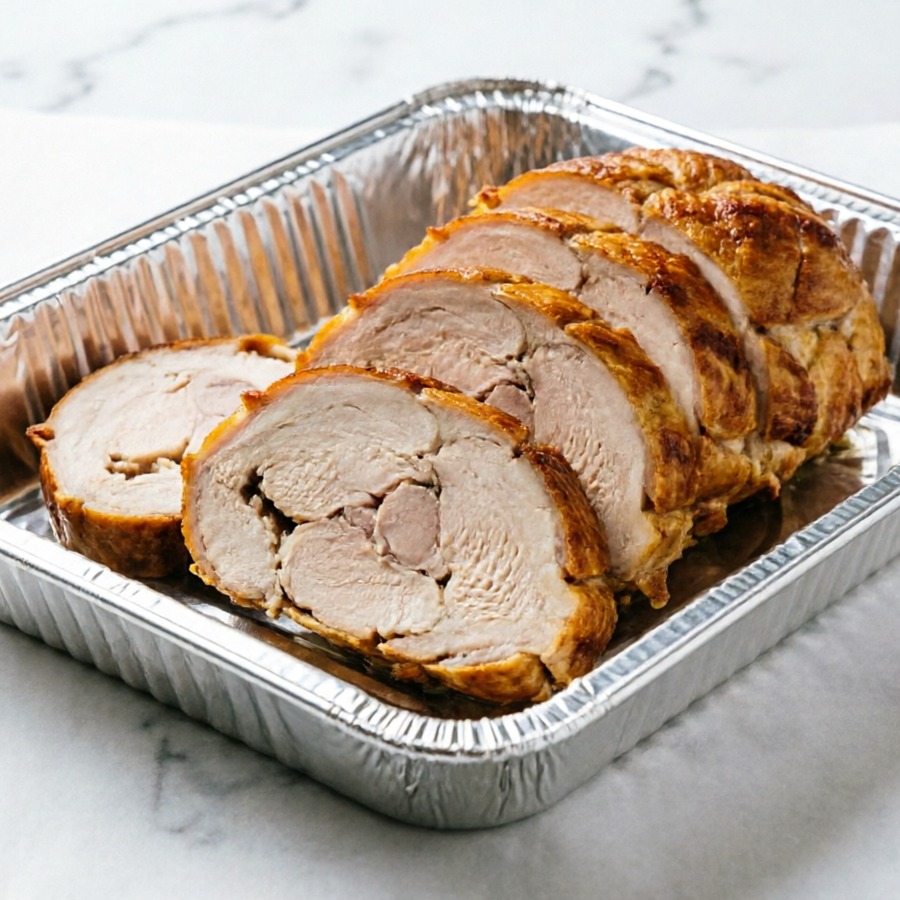Cooked and sliced Chicken roll